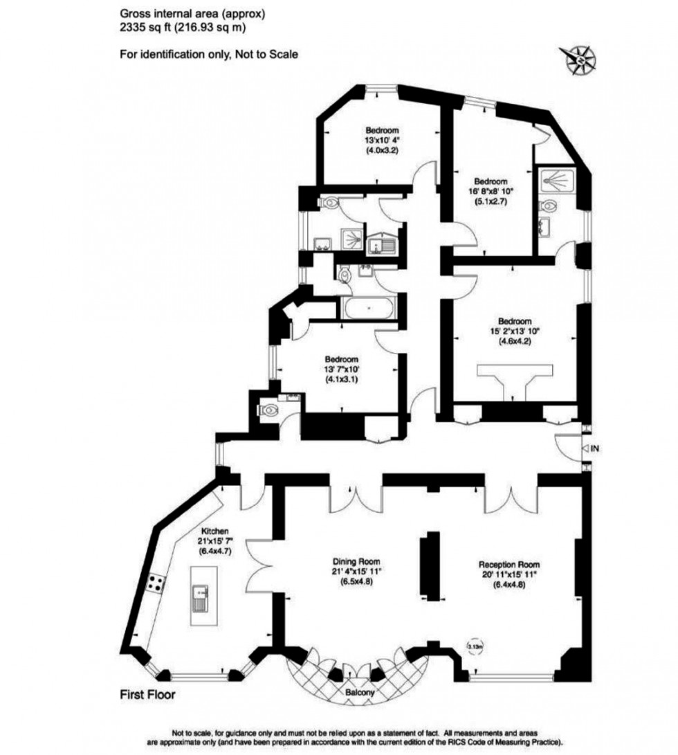 Floorplan for Hyde Park Mansions, Cabbell Street, NW1