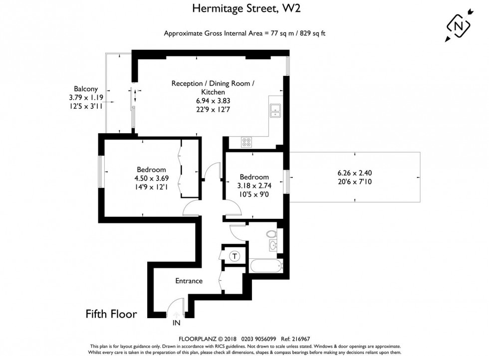 Floorplan for Hermitage Street, Paddington, W2