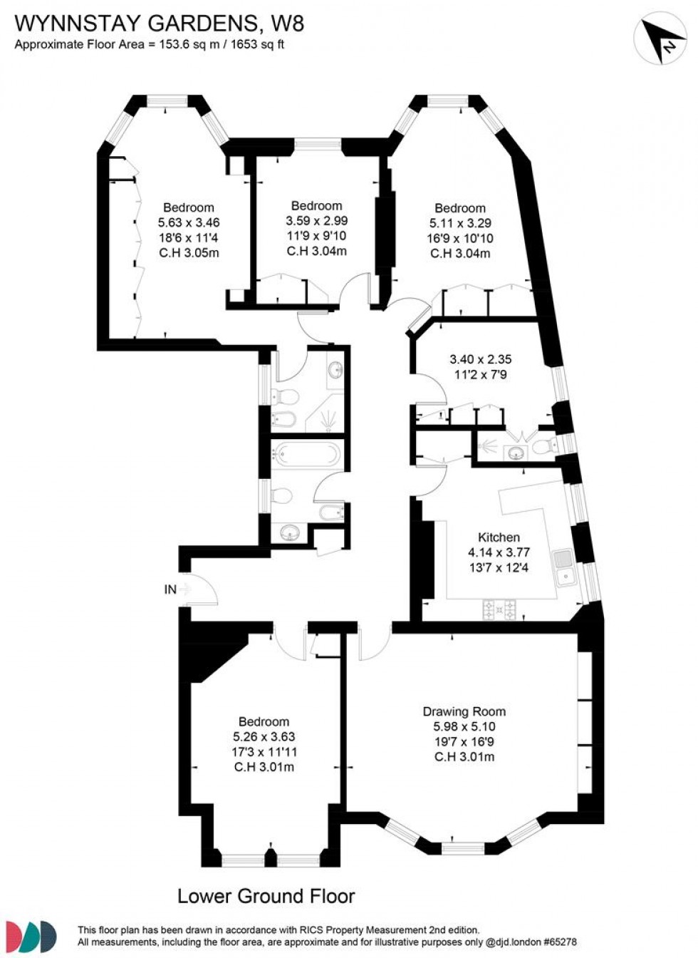 Floorplan for Wynnstay Gardens, Kensington, W8